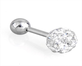 Clear 6mm CZ Gem Bar Ball Ear Tragus Cartilage Gauges Stud Ring Stainless Steel