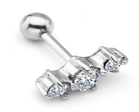 16G 316L Surgical Steel CZ Gem Crystal Bar Tragus Cartilage Ear Stud Earring