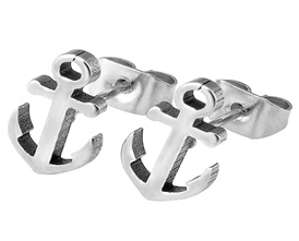 Cool Mens Womens Unisex Sea Sailor Anchor Stainless Steel Ear Studs Earrings