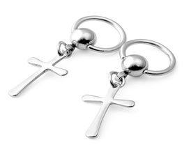 Punk Piercing Dangle Cross CBR Captive Hoop Earrings Nose Lip Nipple Tragus Ring