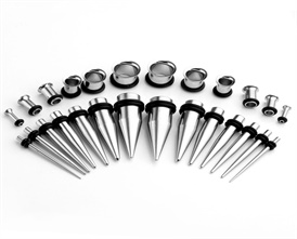 14 Pair Surgical Steel Taper Stretcher Ear Plug Tunnel Expander Kit Punk 12G-00G