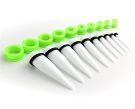 40Pc Kit Set Acrylic Taper Screw Tunnel Plugs Expander Stretcher Earlets Green