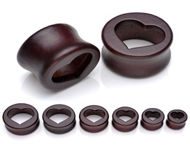 12x Mix Gauge Organic Wood Heart Double Flare Ear Plug Tunnel Stretcher Expander